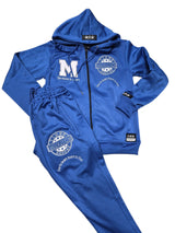 MTH M Brand Blue Hoodie & Joggers Set with Logo & Star Details for Men