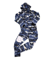 Camouflage Hoodie & Sweatpants Set - Blue Camo Print