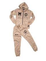 MTH M Brand Blue Hoodie & Joggers Set with Logo & Star Details for Men