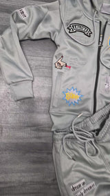 Kids' Grey Space-Themed Hoodie