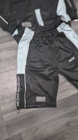 MTH Black & White Sportswear Set with Checkered Accents and Star Logo for Men