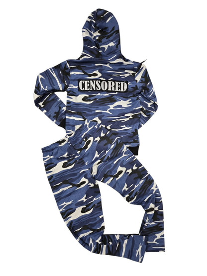 Camouflage Hoodie & Sweatpants Set - Blue Camo Print