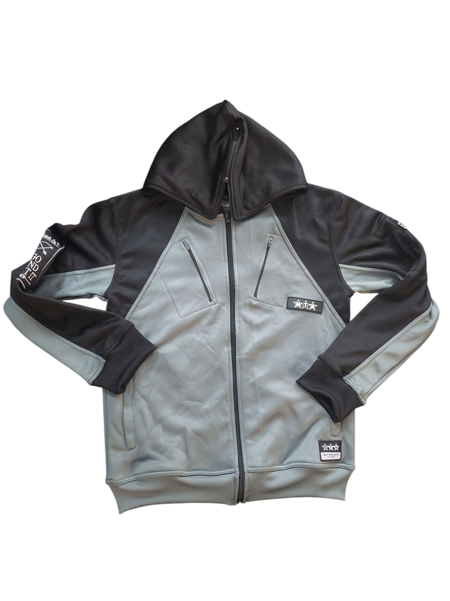 MTH MTRACK TRACKSUIT Grey & Black Hooded Jacket & Matching Pants Set for Men