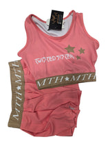 Twisted Sister Pink Tank Top & Pleated Skirt Set with MTH Logo and Star Details for Girls