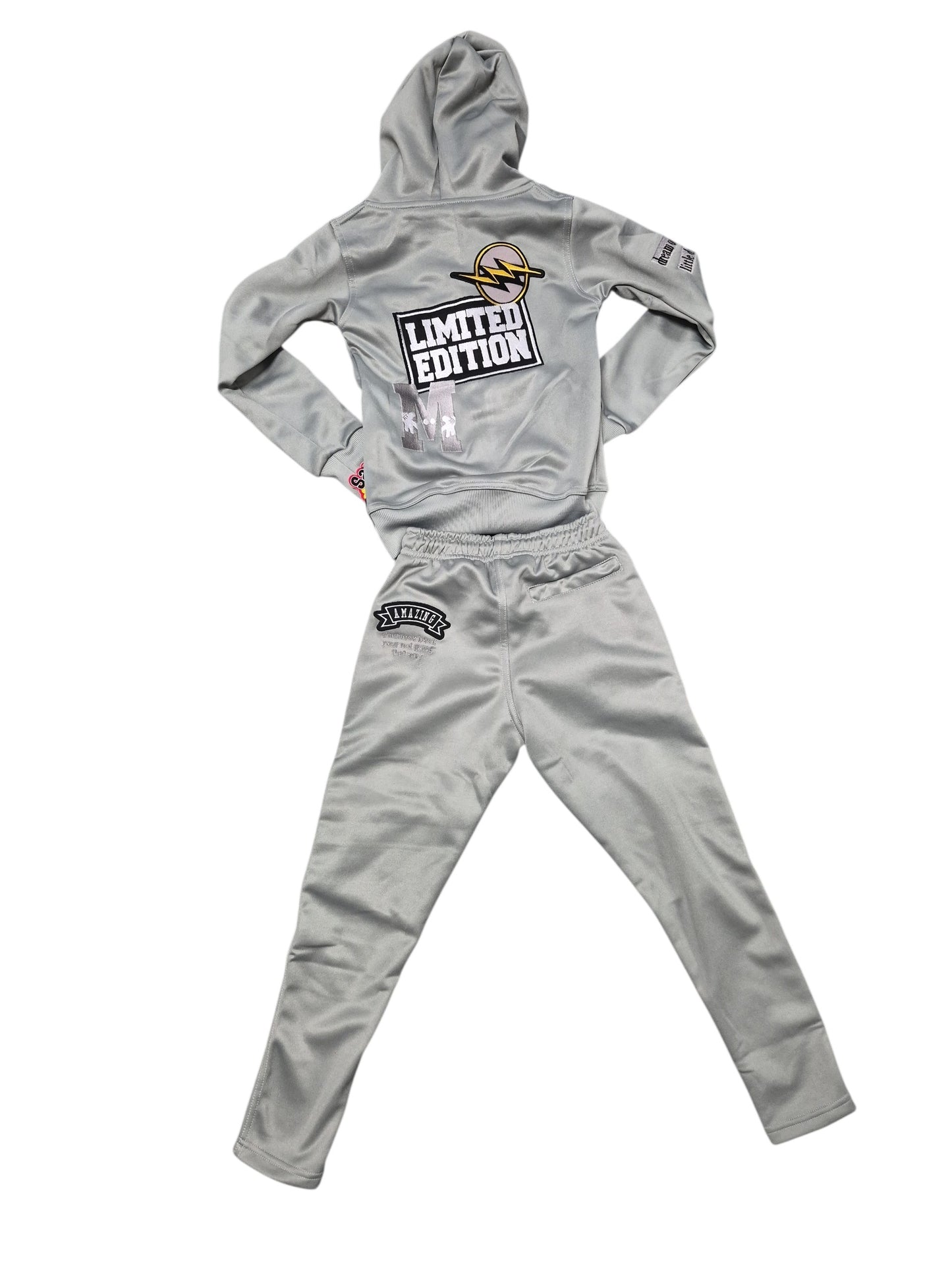 Kids' Grey Space-Themed Hoodie