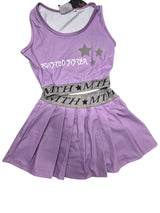 Twisted Sister Pink Tank Top & Pleated Skirt Set with MTH Logo and Star Details for Girls