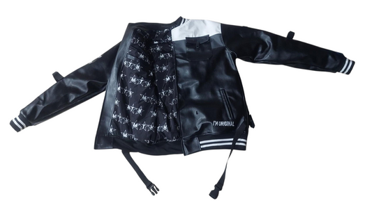 Make Tings Happen Eagle Biker Jacket - Black & White
