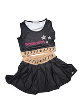 Twisted Sister black Tank Top & Pleated Skirt Set with MTH Logo and Star Details for Girls