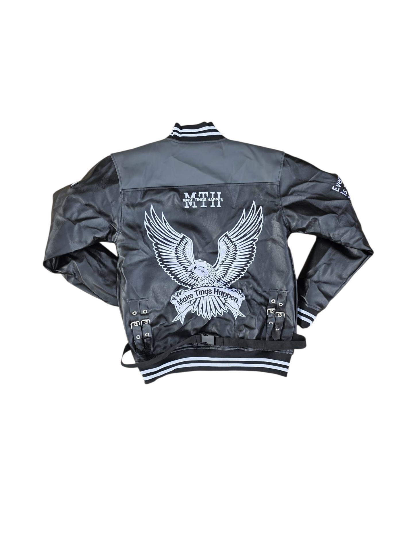 Make Tings Happen Eagle Biker Jacket - Black & White