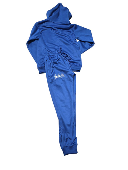 MTH M Brand Blue Hoodie & Joggers Set with Logo & Star Details for Men
