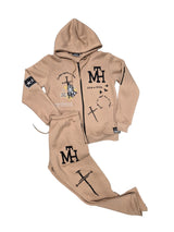 MTH Brand Beige Hoodie & Sweatpants Set with Cross & Star