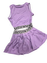 Twisted Sister Pink Tank Top & Pleated Skirt Set with MTH Logo and Star Details for Girls
